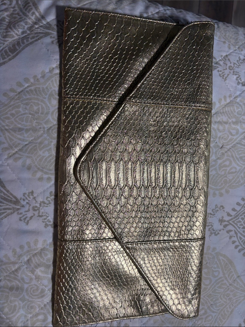 Metallic Gold Textured Envelope Clutch